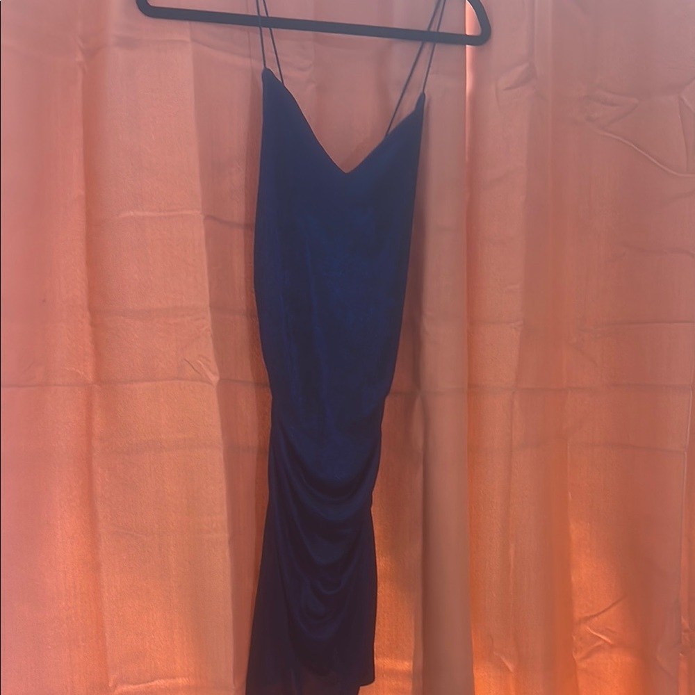 by & by Blue Backless Slip Dress